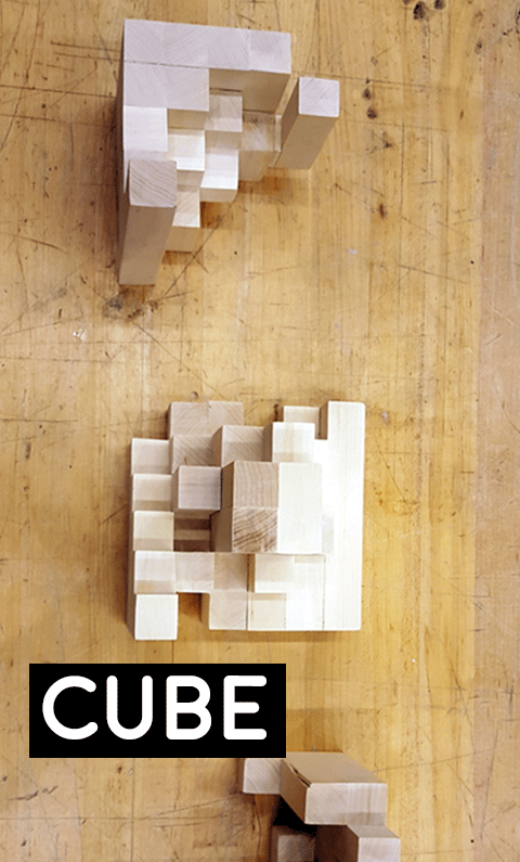 Cube: a 3D wooden puzzle with interlocking parts